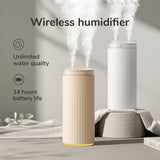 Small 500ml Desk Humidifier with Night Light & Quiet Mist in beige and white, showcasing mist and features.